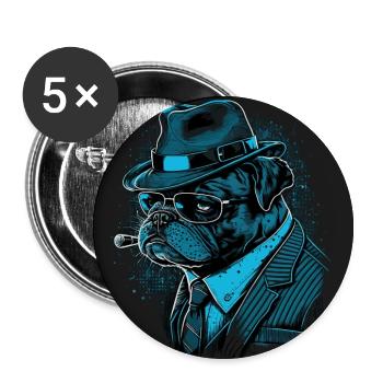 Commissaire Pug - Lot de 5 petits badges (25 mm) - blanc - Devant