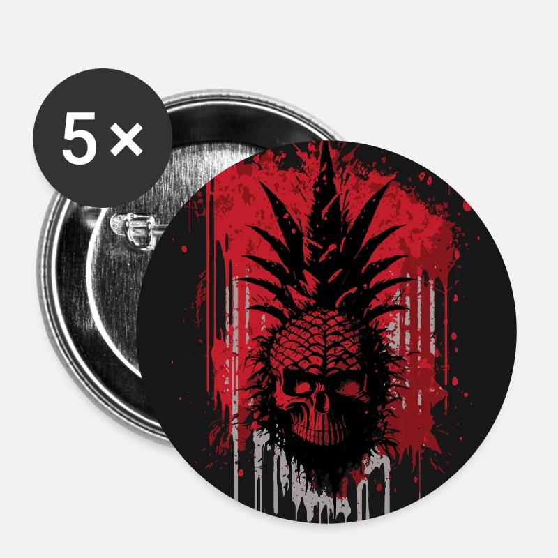 Fruit d’ananas effrayant - Lot de 5 petits badges (25 mm) - blanc
