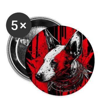 Bullterrier - Buttons klein 25 mm (5er Pack) - Weiß - Vorne