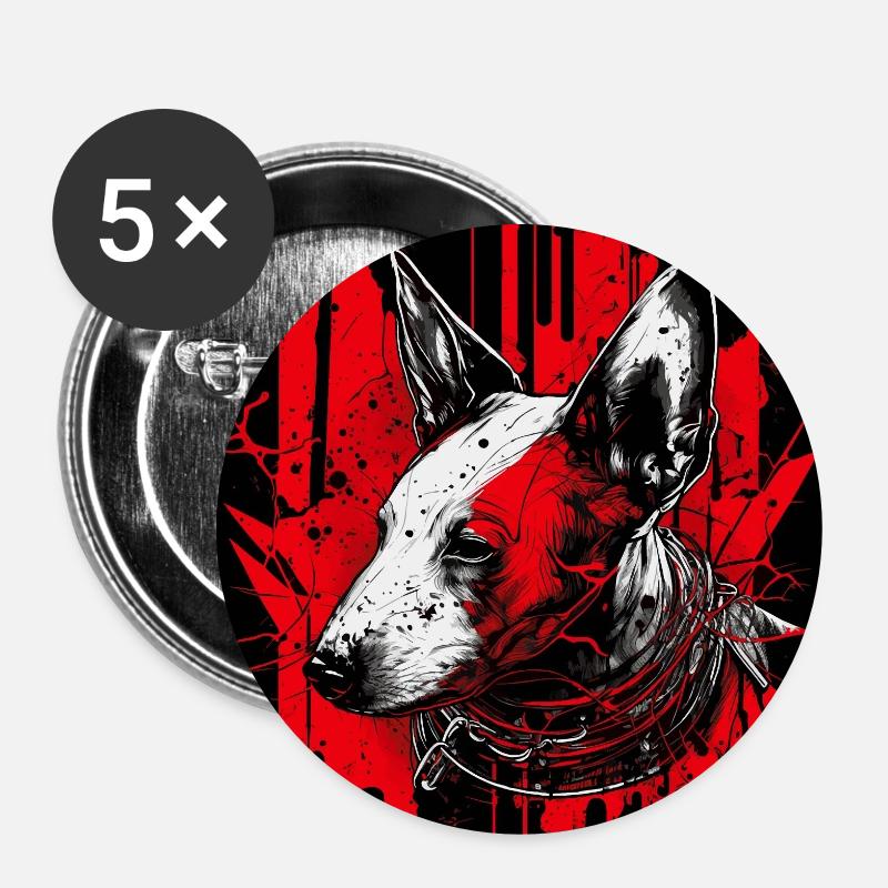 Bull terrier - Buttons small 1''/25 mm (5-pack) - white