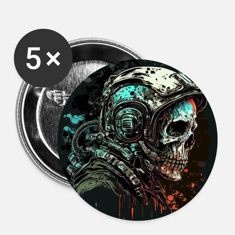 Zombie Astronaut - Buttons klein 25 mm (5er Pack) - Weiß