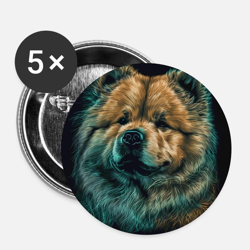 Chow Chow - Buttons klein 25 mm (5er Pack) - Weiß