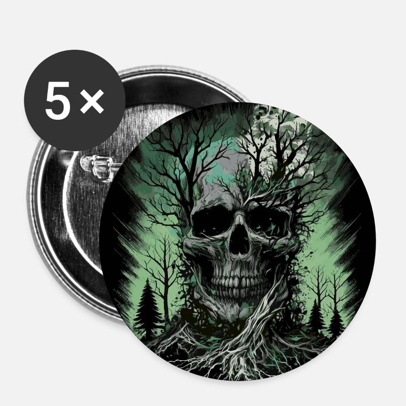 Wald Totenkopf - Buttons klein 25 mm (5er Pack) - Weiß