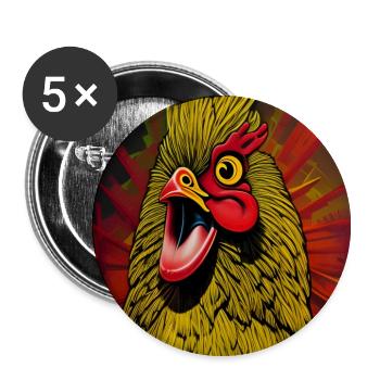 Appel au réveil du coq - Lot de 5 petits badges (25 mm) - blanc - Devant