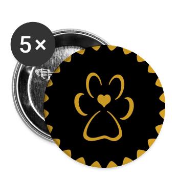 Patte de chien Amoureux des chiens - Lot de 5 petits badges (25 mm) - blanc - Devant