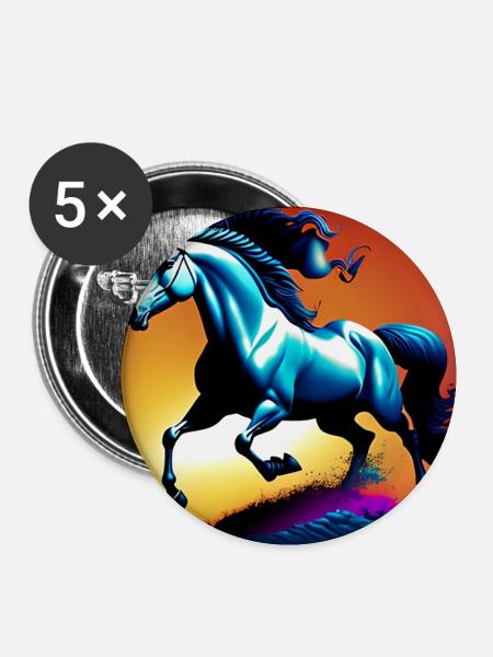 Pferd im Sand - Buttons klein 25 mm (5er Pack) - Weiß