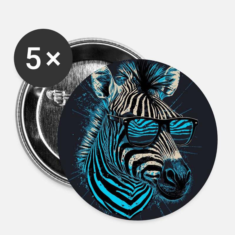 Cool zebra - Buttons small 1''/25 mm (5-pack) - white