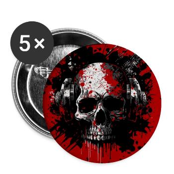Zombie skull Disc Jockey - Buttons small 1''/25 mm (5-pack) - white - Front