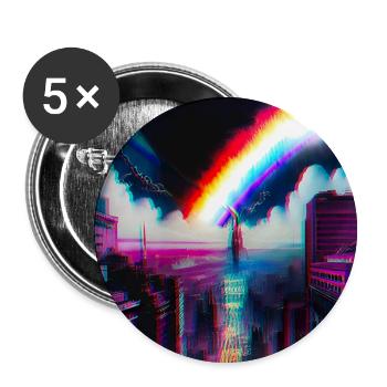 Regenbogen City Art Futuristisch - Buttons klein 25 mm (5er Pack) - Weiß - Vorne