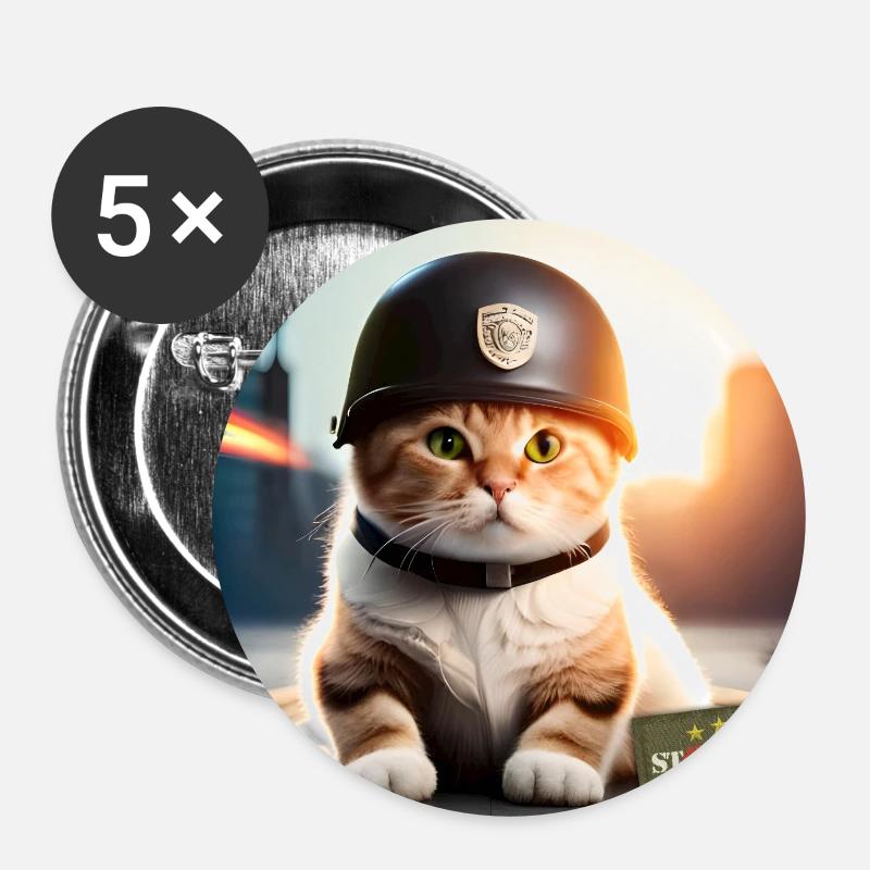 Stop War Love Cats - Lot de 5 petits badges (25 mm) - blanc