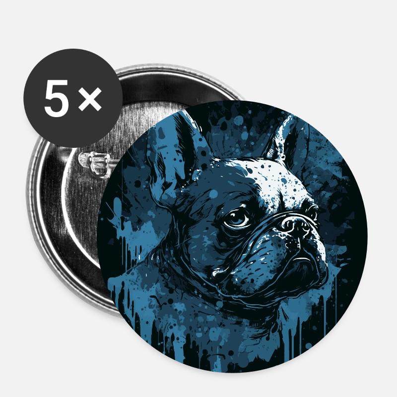 French Bulldog - Buttons small 1''/25 mm (5-pack) - white