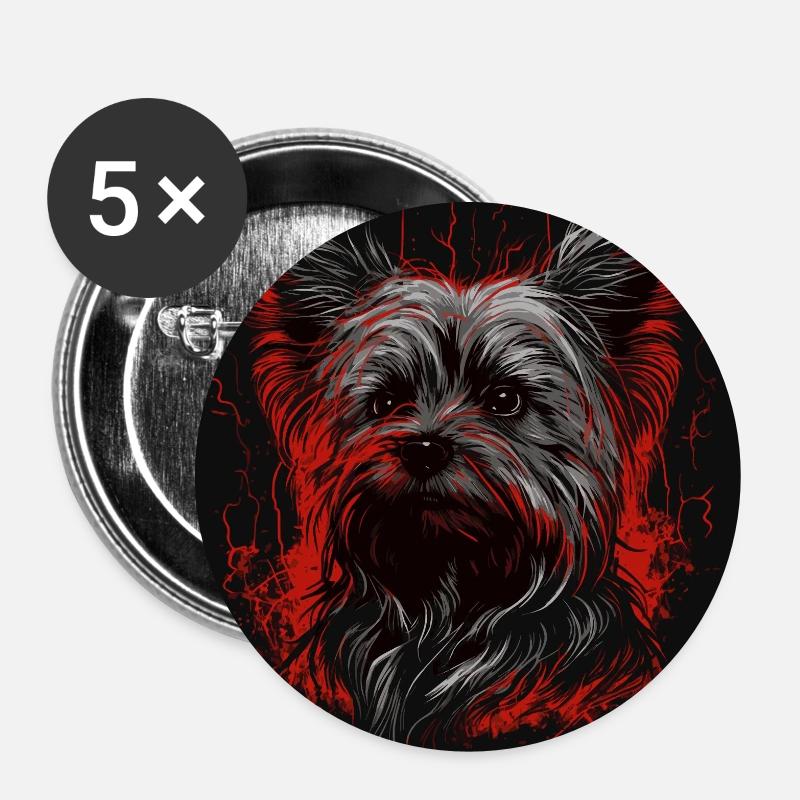 Yorkshire Terrier - Buttons small 1''/25 mm (5-pack) - white