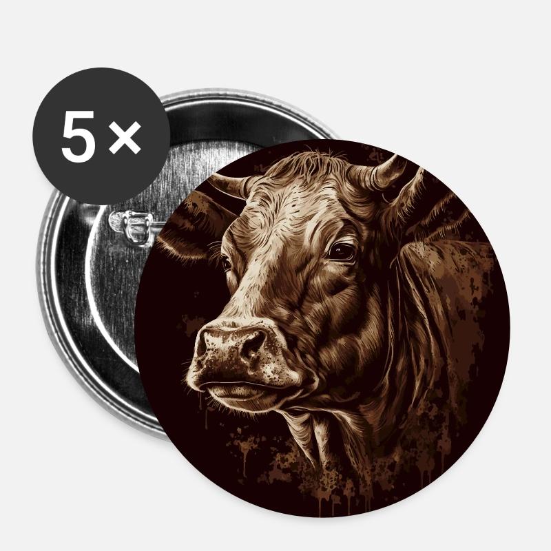 A cow - Buttons small 1''/25 mm (5-pack) - white