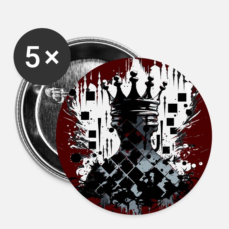 König Schach - Buttons klein 25 mm (5er Pack) - Weiß
