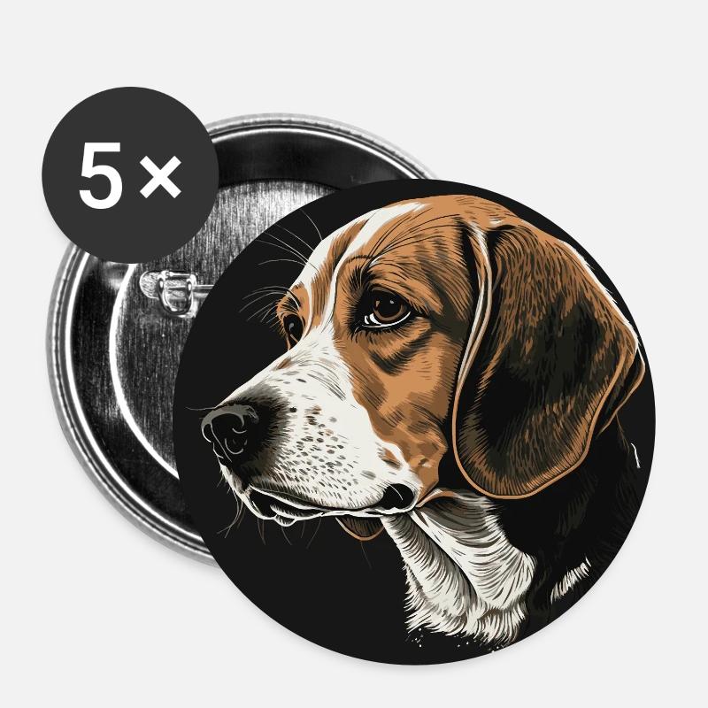 Beagle - Buttons small 1''/25 mm (5-pack) - white