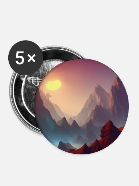 Mystic Mountains - Buttons klein 25 mm (5er Pack) - Weiß
