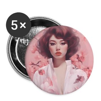 Aesthetic Cherry Blossom Sakura Japanese Beautiful - Buttons small 1''/25 mm (5-pack) - white - Front