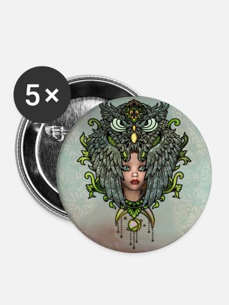 Im Schutz der Eule - Buttons klein 25 mm (5er Pack) - Weiß