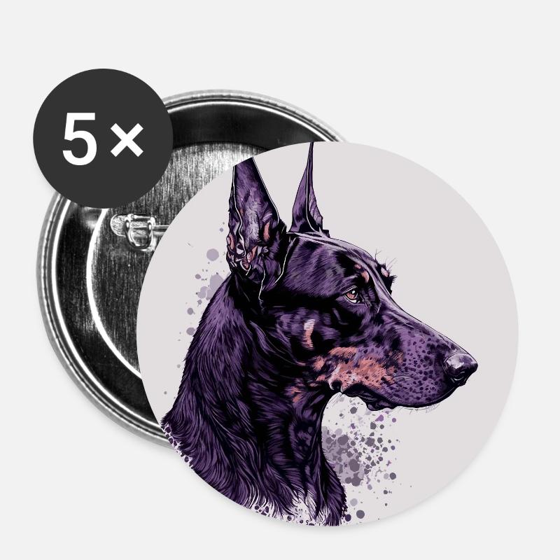 Stolzer Dobermann - Buttons klein 25 mm (5er Pack) - Weiß