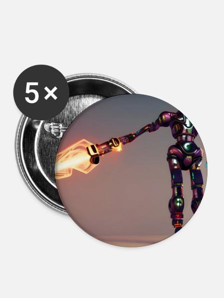 Humanoider Roboter - Buttons klein 25 mm (5er Pack) - Weiß