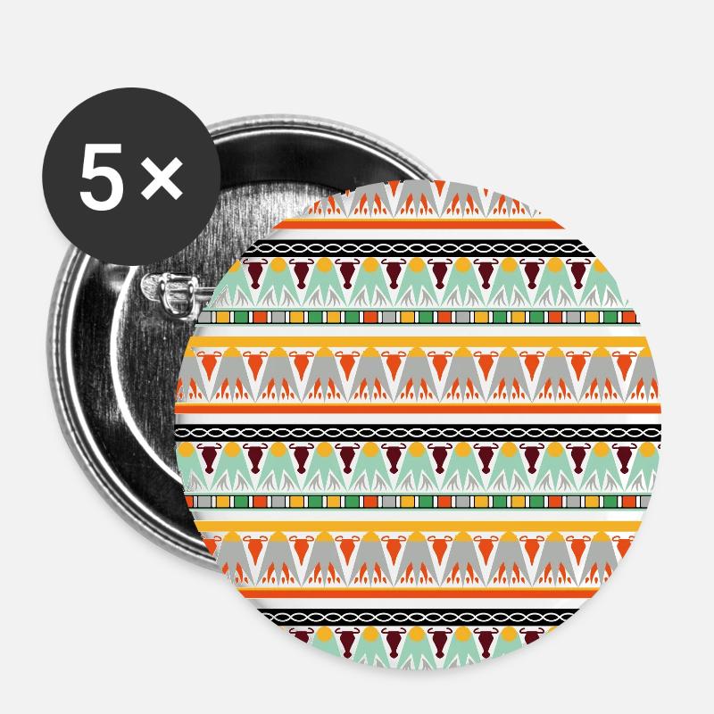 Egyptian Pattern III - Buttons small 1''/25 mm (5-pack) - white