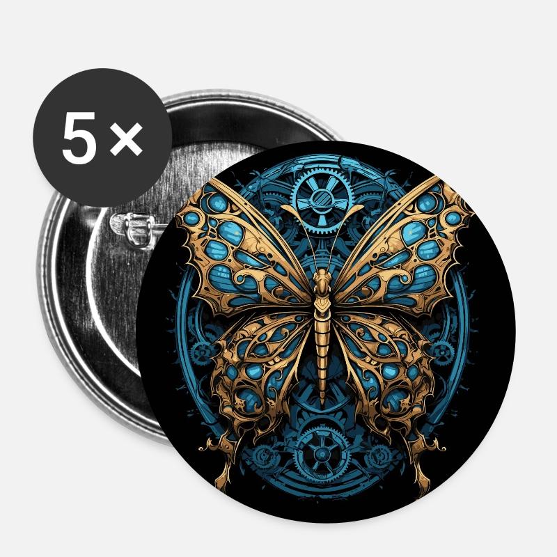 Machine butterfly - Buttons small 1''/25 mm (5-pack) - white