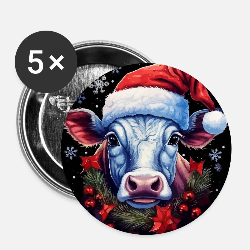 Weihnachtskuh - Buttons klein 25 mm (5er Pack) - Weiß