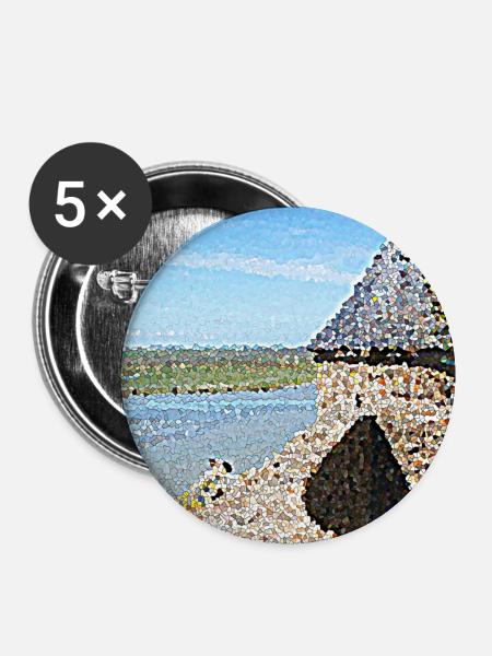 Mount Wonder und sein Turm - Buttons klein 25 mm (5er Pack) - Weiß