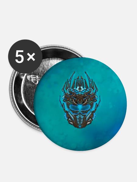 Tolle Cyberpunk Maske - Buttons klein 25 mm (5er Pack) - Weiß