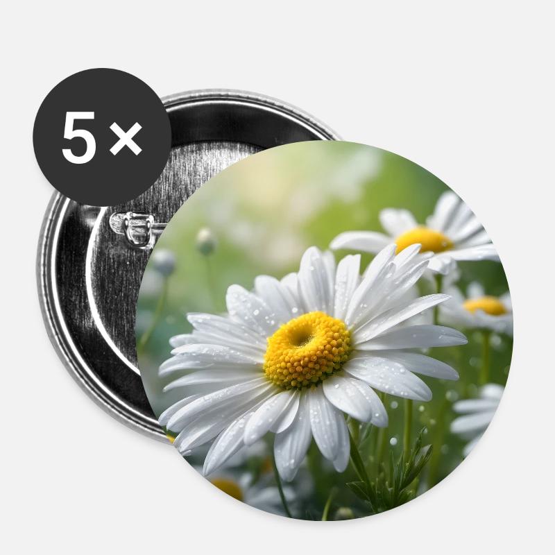 WONDERFUL BLOOMING DAISY - Buttons small 1''/25 mm (5-pack) - white
