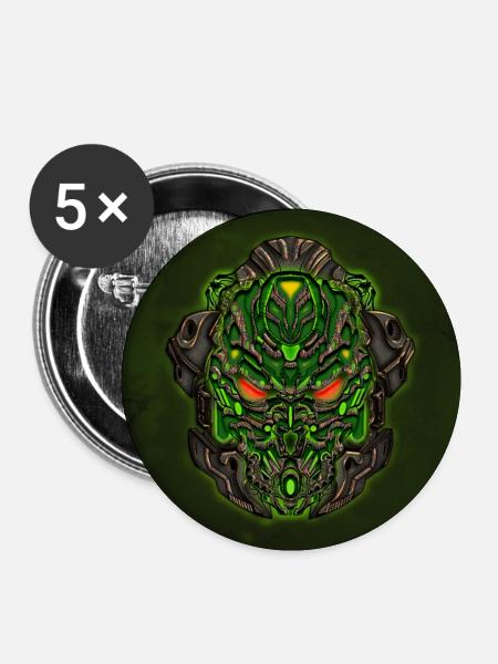 Helle Cyberpunk Maske - Buttons klein 25 mm (5er Pack) - Weiß