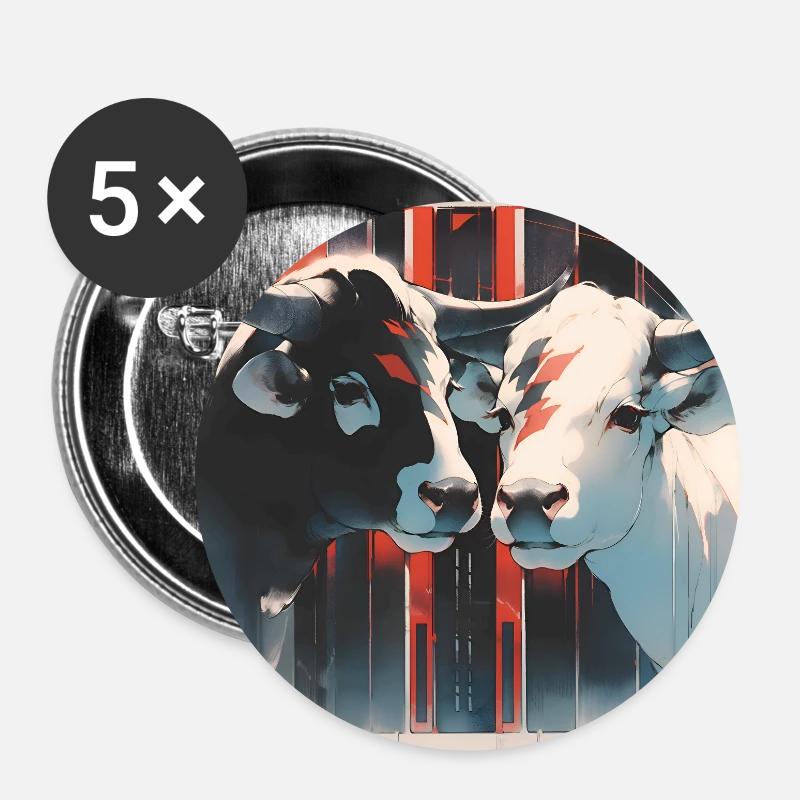 Cows - Buttons small 1''/25 mm (5-pack) - white