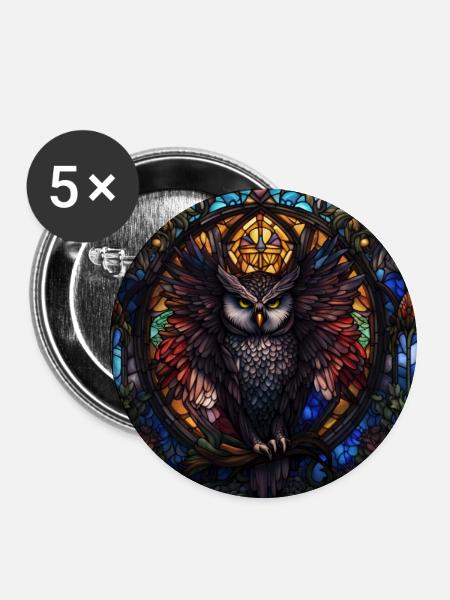 Eulen Eulenkunst - Buttons klein 25 mm (5er Pack) - Weiß