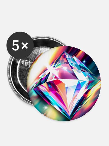 Diamant - Buttons klein 25 mm (5er Pack) - Weiß