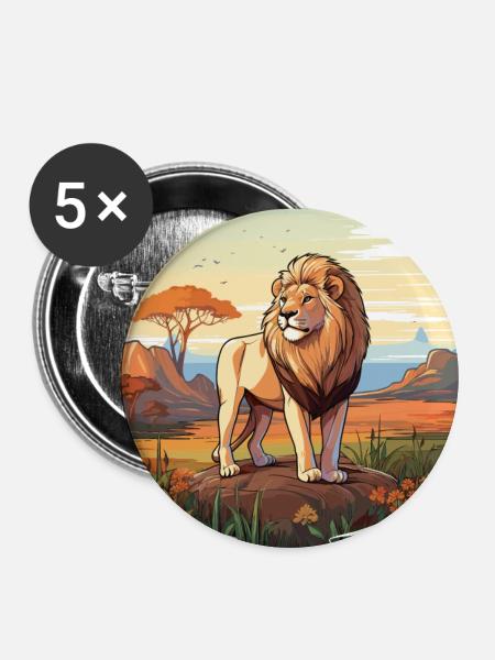 König der Savanne - Buttons klein 25 mm (5er Pack) - Weiß
