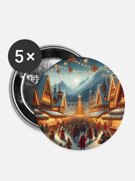 Ein gemütlicher Weihnachtsmarkt - Buttons klein 25 mm (5er Pack) - Weiß