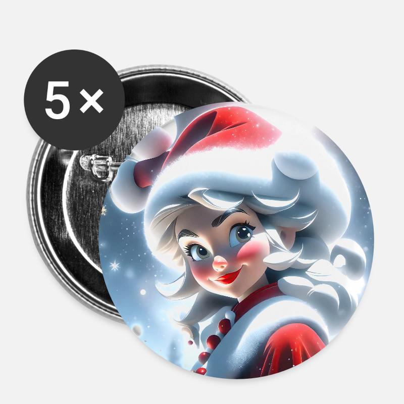 Frohe Weihnachten #1 - Buttons klein 25 mm (5er Pack) - Weiß