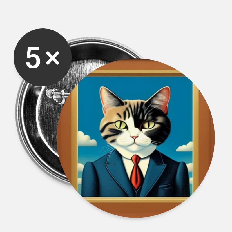 Cat Painting 1 - Buttons klein 25 mm (5er Pack) - Weiß