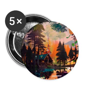 Cabin in the Woods - Buttons small 1''/25 mm (5-pack) - white - Front