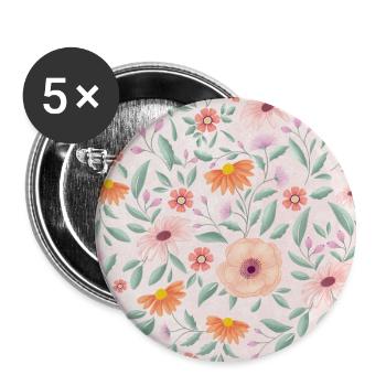 Fleurs au pastel - Lot de 5 petits badges (25 mm) - blanc - Devant