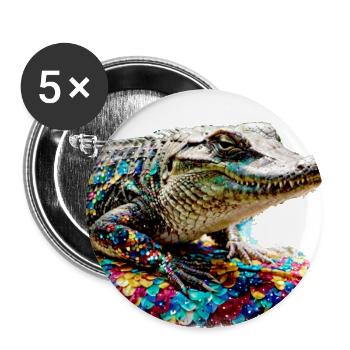 crocodile,colorful,sequins,graffiti,gold,metallic - Buttons small 1''/25 mm (5-pack) - white - Front