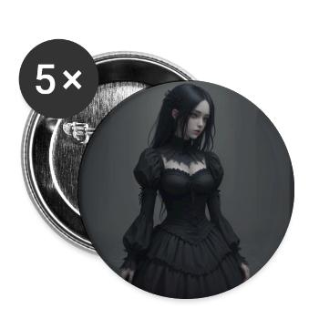 Gothic Viktorianisches Schwarzkleid - Buttons klein 25 mm (5er Pack) - Weiß - Vorne