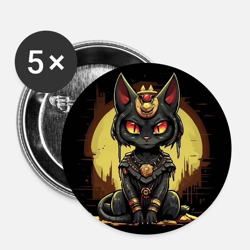 Pharaoh Temple Cat - Buttons small 1''/25 mm (5-pack) - white