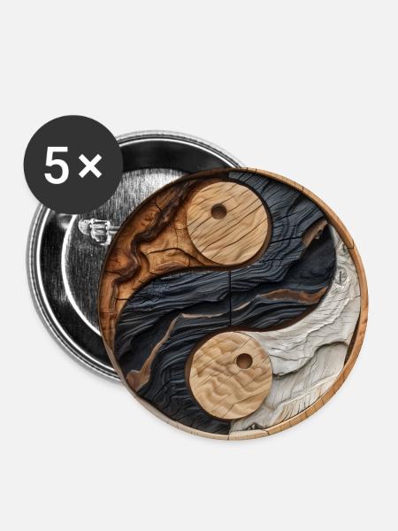 Yin Yang Logo - Buttons klein 25 mm (5er Pack) - Weiß