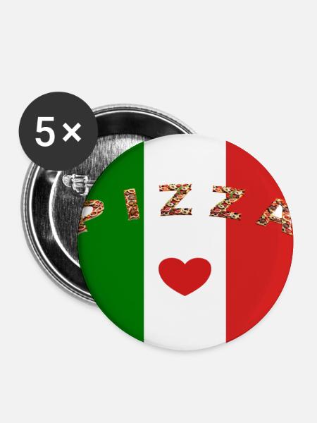 Ich liebe Pizza - Buttons klein 25 mm (5er Pack) - Weiß