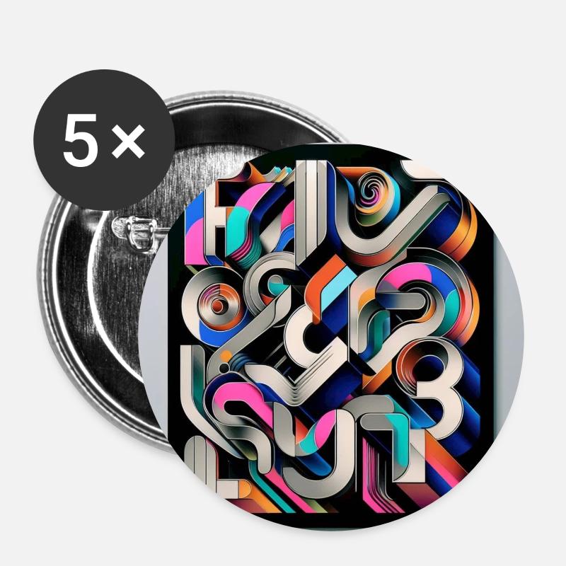 Experimentelle Typografie - Buttons klein 25 mm (5er Pack) - Weiß
