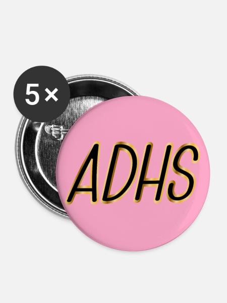 ADHS Psychologie - Buttons klein 25 mm (5er Pack) - Weiß