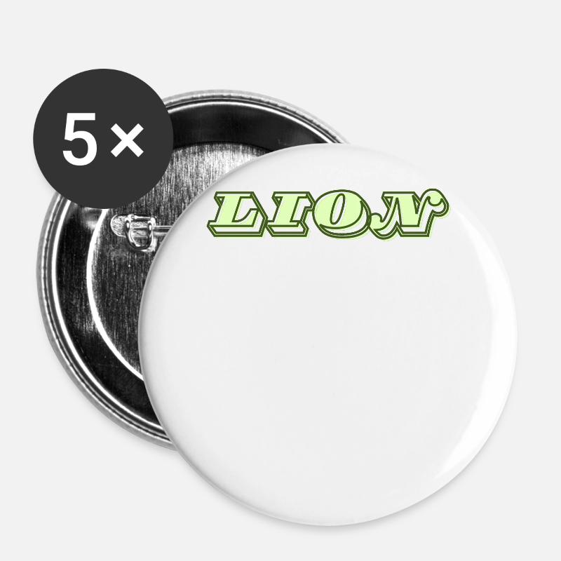 Logo "Lion" - Lot de 5 petits badges (25 mm) - blanc