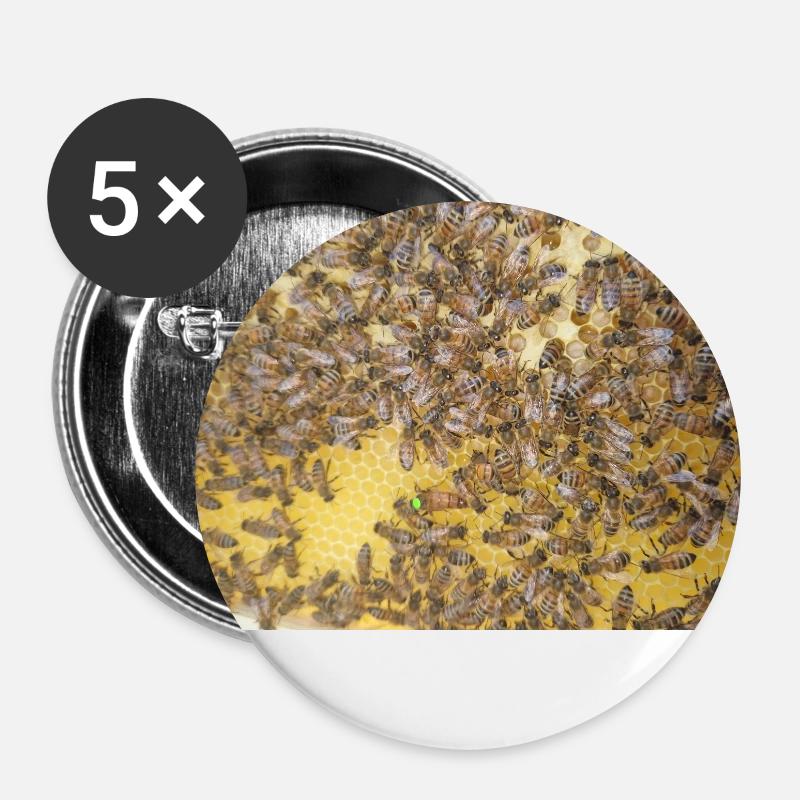 Biene - Buttons klein 25 mm (5er Pack) - Weiß