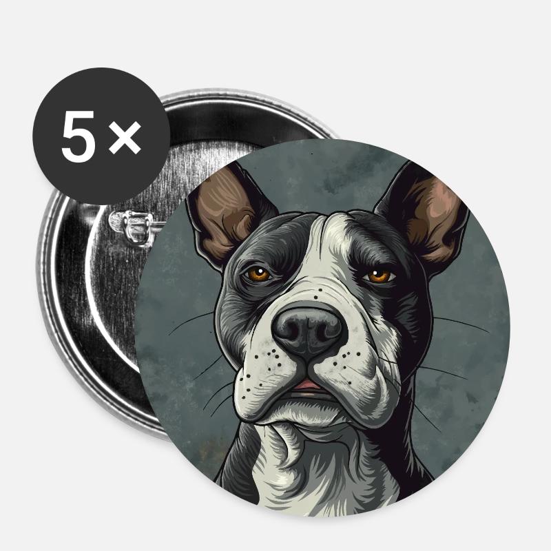 Bull terrier - Buttons small 1''/25 mm (5-pack) - white